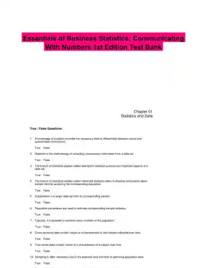 Essentials of Business Statistics: Communicating With Numbers 1st Edition Test Bank