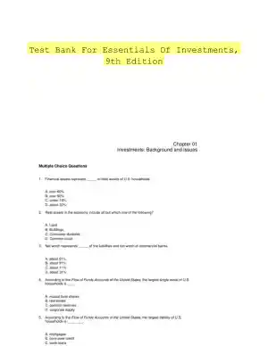 Test Bank For Essentials Of Investments, 9th Edition