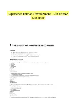 Experience Human Development, 12th Edition Test Bank