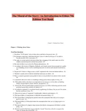 The Moral of the Story: An Introduction to Ethics 7th Edition Test Bank