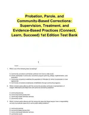 Probation, Parole, and Community-Based Corrections: Supervision, Treatment, and Evidence-Based Practices (Connect, Learn, Succeed) 1st Edition Test Bank