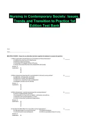 Nursing in Contemporary Society: Issues, Trends and Transition to Practice 1st Edition Test Bank