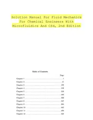 Solution Manual For Fluid Mechanics For Chemical Engineers With Microfluidics And Cfd, 2nd Edition