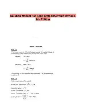 Solution Manual For Solid State Electronic Devices, 6th Edition