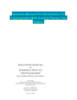 Solution Manual For Introduction To Cryptography With Coding Theory, 2nd Edition