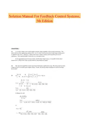 Solution Manual For Feedback Control Systems, 5th Edition