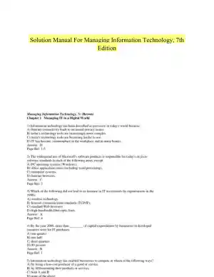 Solution Manual For Managing Information Technology, 7th Edition