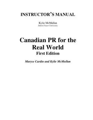 Canadian PR for the Real World 1st Edition Test Bank