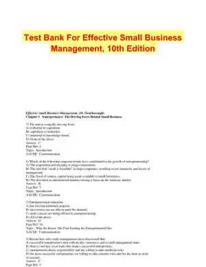 Test Bank For Effective Small Business Management, 10th Edition