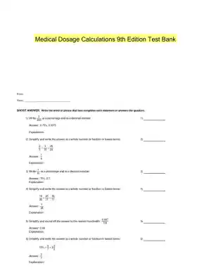 Medical Dosage Calculations 9th Edition Test Bank
