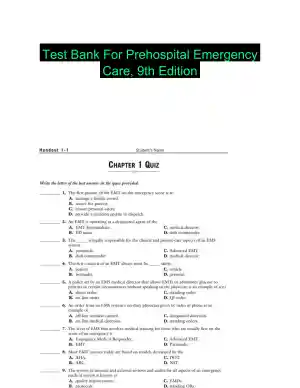 Test Bank For Prehospital Emergency Care, 9th Edition