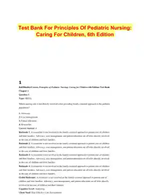 Test Bank For Principles Of Pediatric Nursing: Caring For Children, 6th Edition