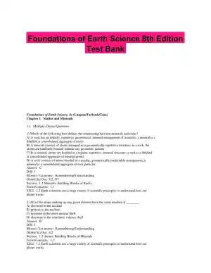 Foundations of Earth Science 8th Edition Test Bank