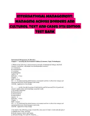 International Management: Managing Across Borders and Cultures, Text and Cases 9th Edition Test Bank