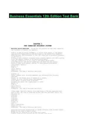 Business Essentials 12th Edition Test Bank