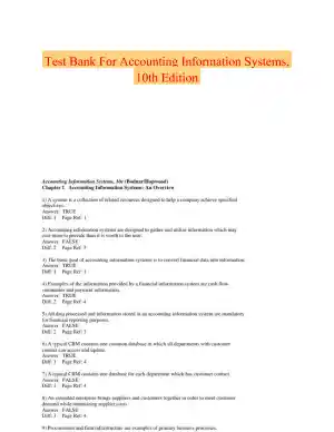 Test Bank For Accounting Information Systems, 10th Edition