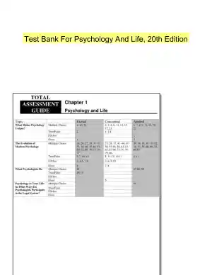 Test Bank For Psychology And Life, 20th Edition