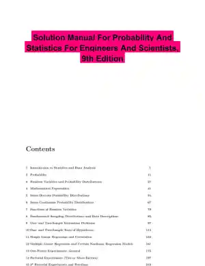 Solution Manual For Probability And Statistics For Engineers And Scientists, 9th Edition