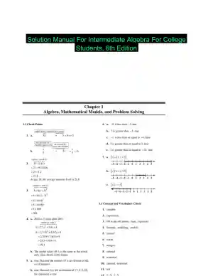 Solution Manual For Intermediate Algebra For College Students, 6th Edition
