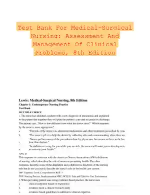 Test Bank For Medical-Surgical Nursing: Assessment And Management Of Clinical Problems, 8th Edition