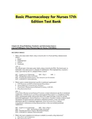 Basic Pharmacology for Nurses 17th Edition Test Bank