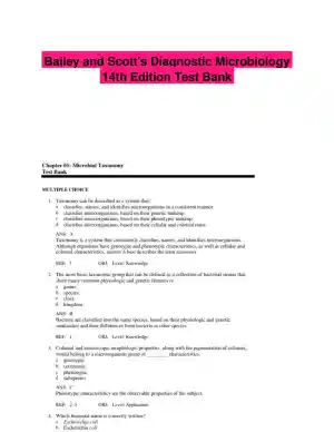 Bailey and Scott's Diagnostic Microbiology 14th Edition Test Bank