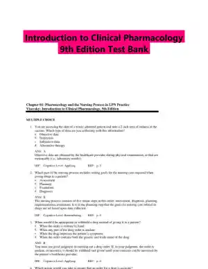 Introduction to Clinical Pharmacology 9th Edition Test Bank