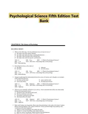 Psychological Science Fifth Edition Test Bank