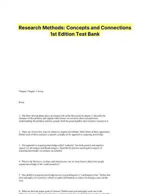 Research Methods: Concepts and Connections 1st Edition Test Bank