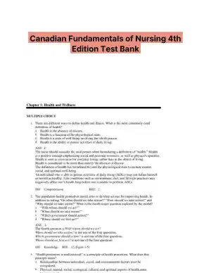 Canadian Fundamentals of Nursing 4th Edition Test Bank