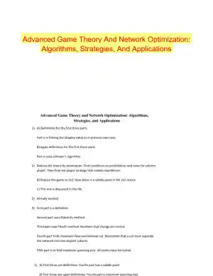 Advanced Game Theory And Network Optimization: Algorithms, Strategies, And Applications