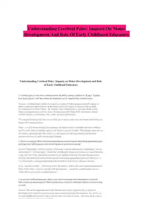 Understanding Cerebral Palsy: Impacts On Motor Development And Role Of Early Childhood Educators