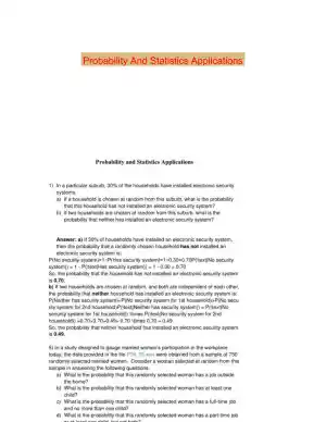 Probability And Statistics Applications