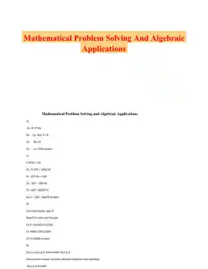 Mathematical Problem Solving And Algebraic Applications