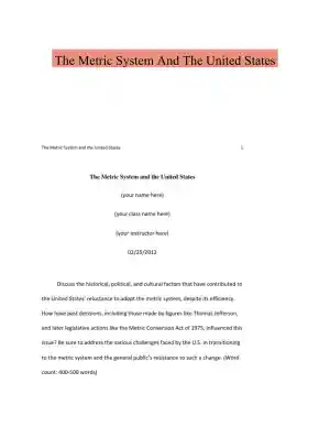 The Metric System And The United States