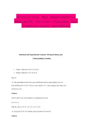 Statistical And Experimental Analysis: Solving Problems And Understanding Variables