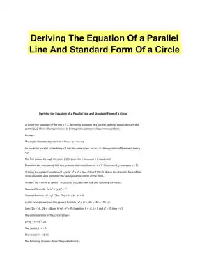 Deriving The Equation Of a Parallel Line And Standard Form Of a Circle