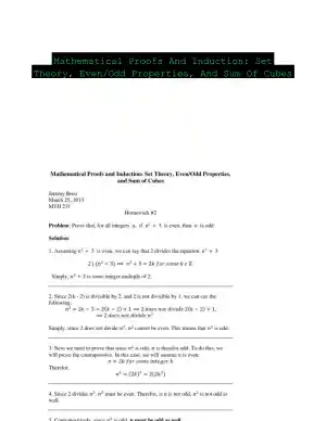 Mathematical Proofs And Induction: Set Theory, Even/Odd Properties, And Sum Of Cubes