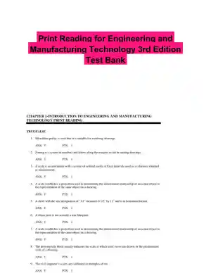 Print Reading for Engineering and Manufacturing Technology 3rd Edition Test Bank