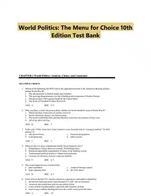 World Politics: The Menu for Choice 10th Edition Test Bank