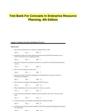 Test Bank For Concepts In Enterprise Resource Planning, 4th Edition