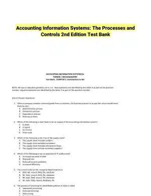 Accounting Information Systems: The Processes and Controls 2nd Edition Test Bank