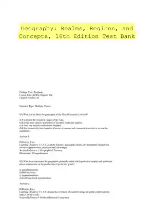 Geography: Realms, Regions, and Concepts, 16th Edition Test Bank