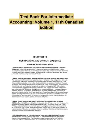 Test Bank For Intermediate Accounting: Volume 1, 11th Canadian Edition