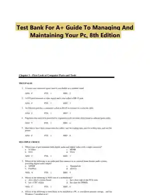Test Bank For A+ Guide To Managing And Maintaining Your Pc, 8th Edition