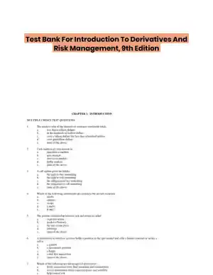 Test Bank For Introduction To Derivatives And Risk Management, 9th Edition
