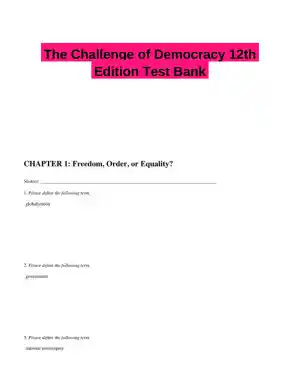 The Challenge of Democracy 12th Edition Test Bank