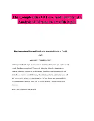The Complexities Of Love And Identity: An Analysis Of Orsino In Twelfth Night
