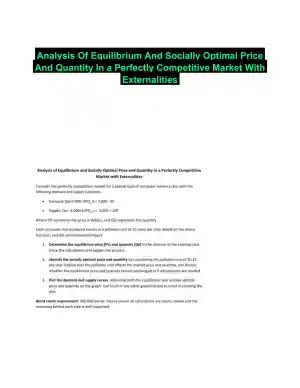 Analysis Of Equilibrium And Socially Optimal Price And Quantity In a Perfectly Competitive Market With Externalities