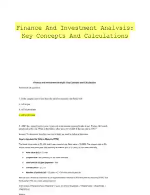 Finance And Investment Analysis: Key Concepts And Calculations